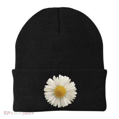 White Daisy Beanie