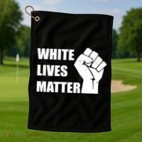 White Lives Matter Fist Golf Towel thumb 1