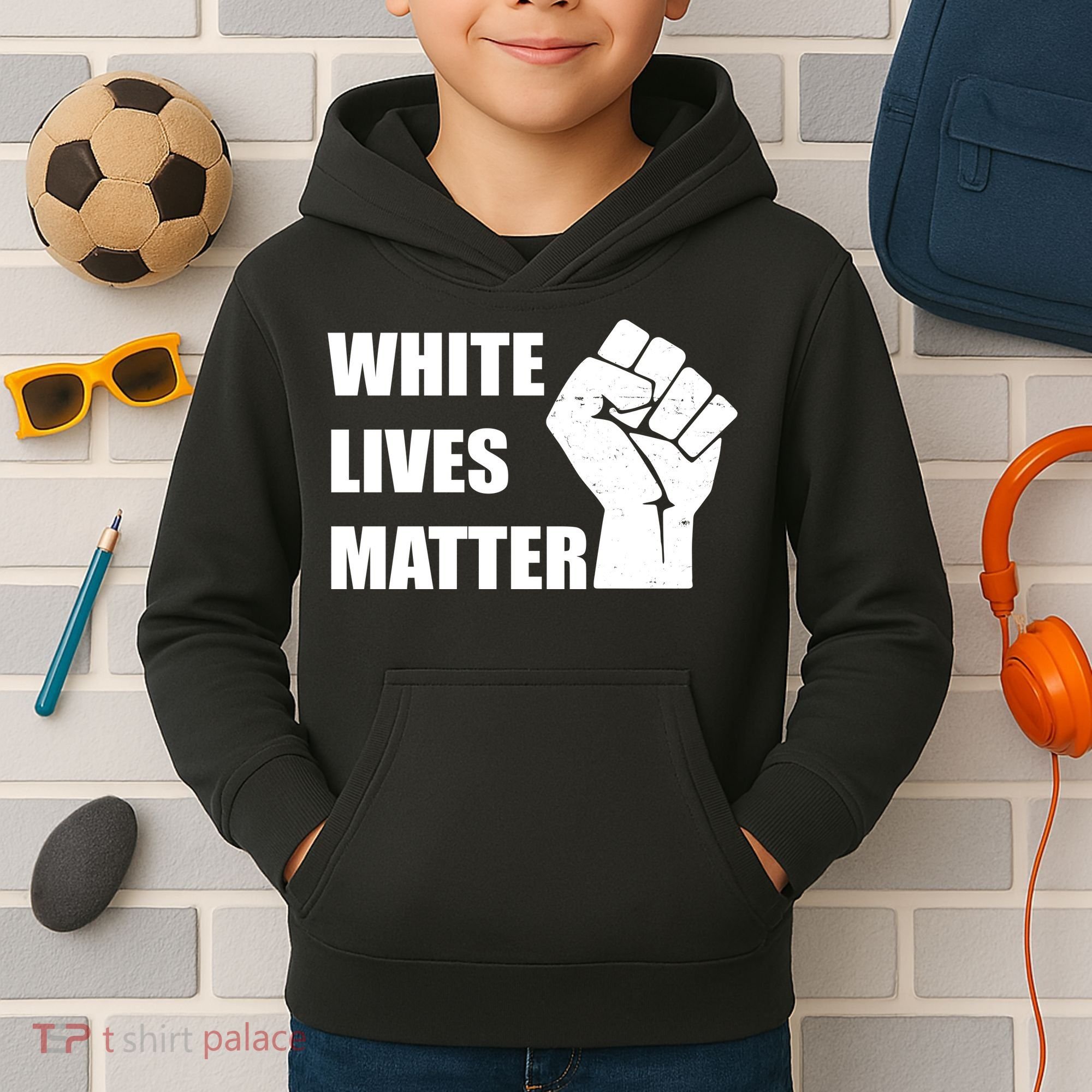 White Lives Matter Fist Kids Hoodie