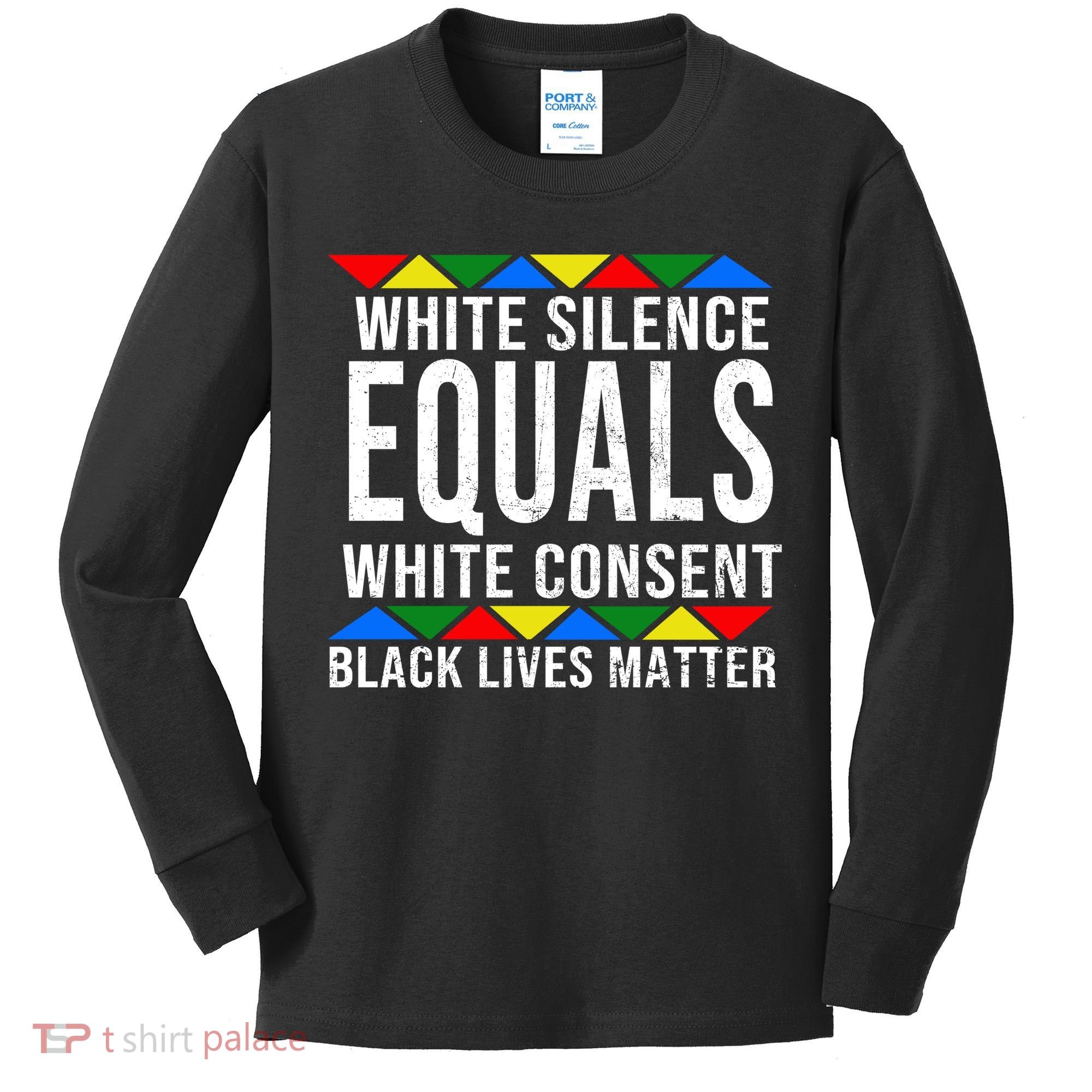 White Silence Black Lives Matter Kids Long Sleeve Shirt