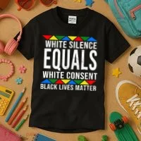 White Silence Black Lives Matter Kids T-Shirt thumb 3