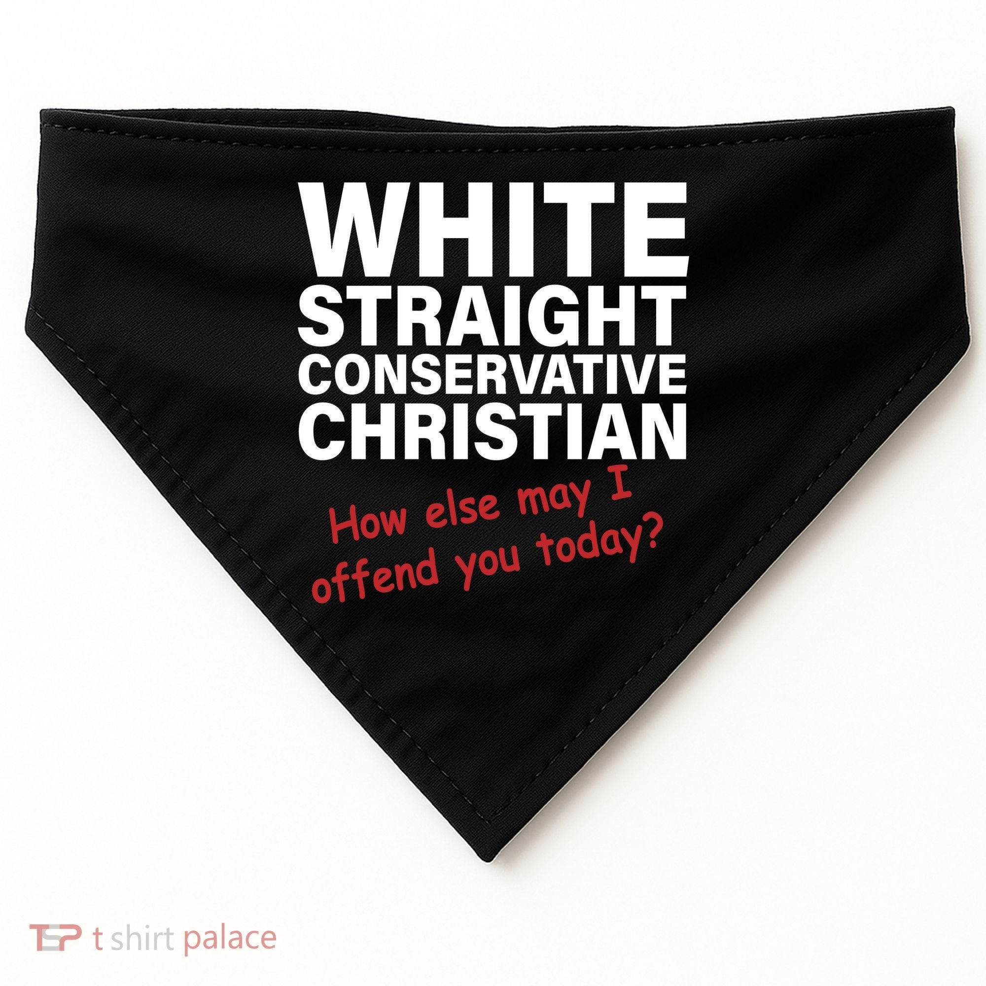 White Straight Conservative Christian USA-Made Doggie Bandana