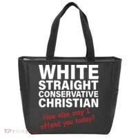 White Straight Conservative Christian Tote Bag thumb 0