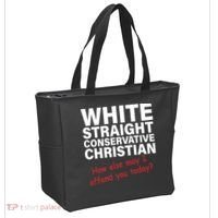 White Straight Conservative Christian Tote Bag thumb 2