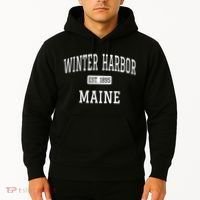 Winter Harbor, Maine Established In 1895 Hoodie thumb 2