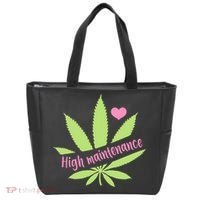 Weed High Maintenance Funny Marijuana Lover Tote Bag thumb 0