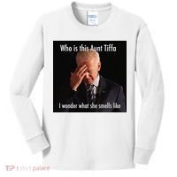 Who is Aunt Tiffa Joe Biden Funny Meme Kids Long Sleeve Shirt thumb 0