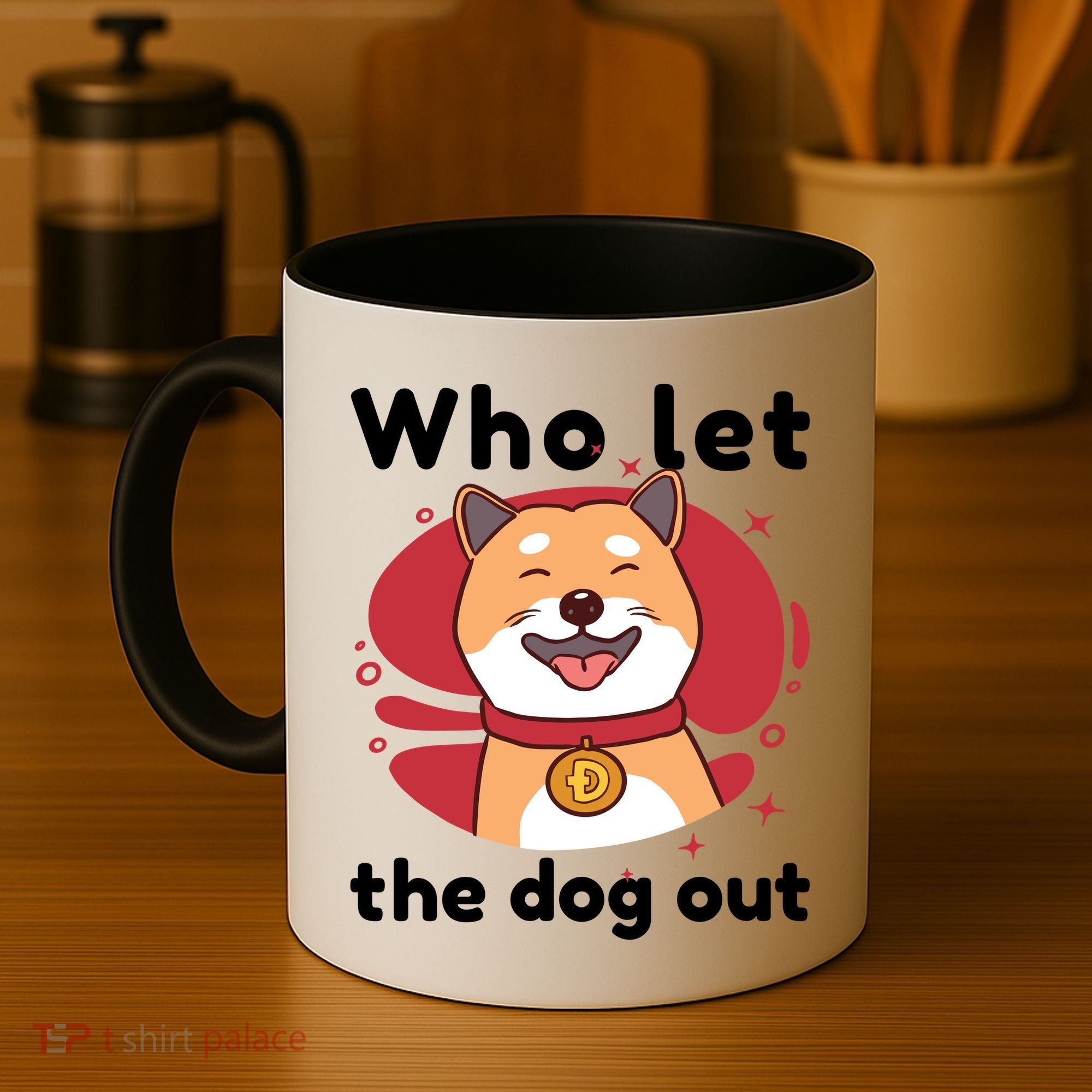 Who Let The Dog Out Dogecoin Coffee Mug