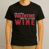 Who Needs A Valentine When You Can Have Wine T-Shirt thumb 3