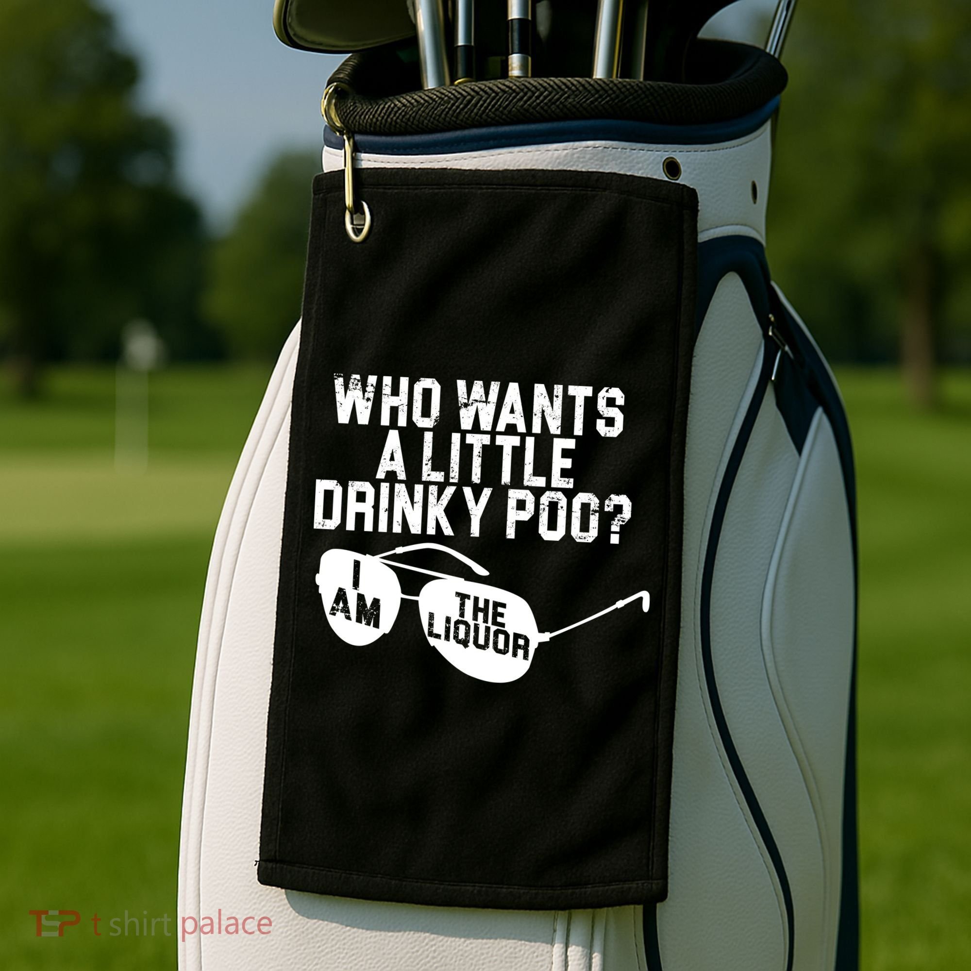 Who Wants A Little Drinky Poo  Golf Towel