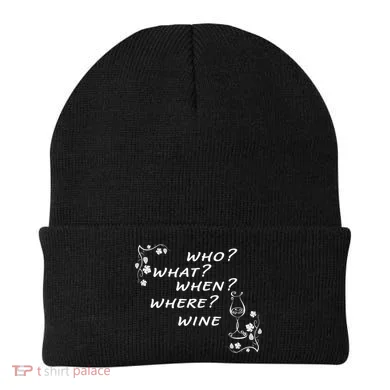 Who What When Where Wine Beanie