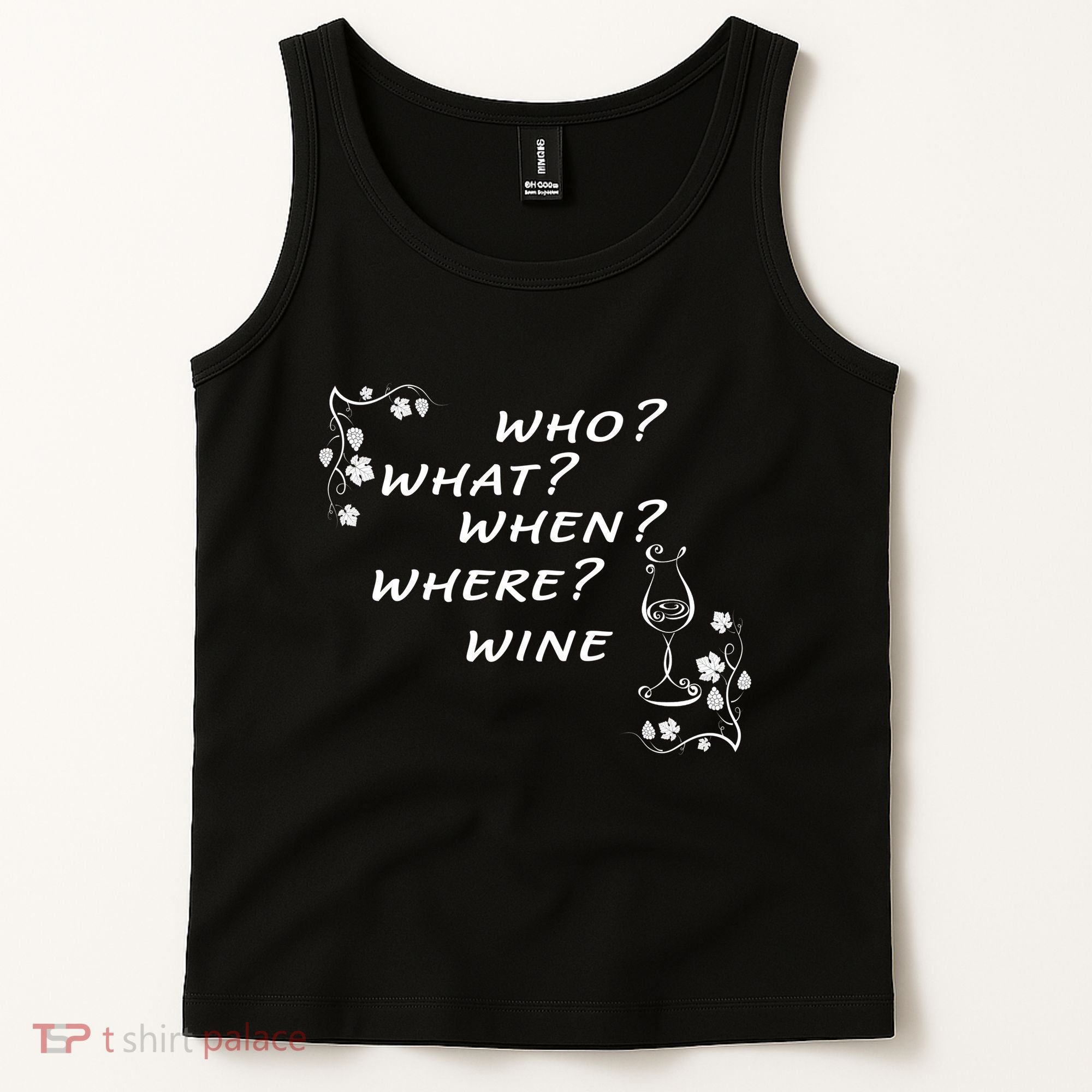 Who What When Where Wine Tank Top