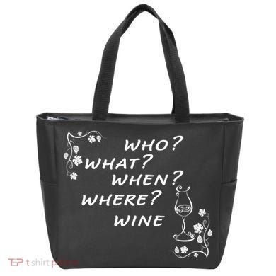 Who What When Where Wine Tote Bag