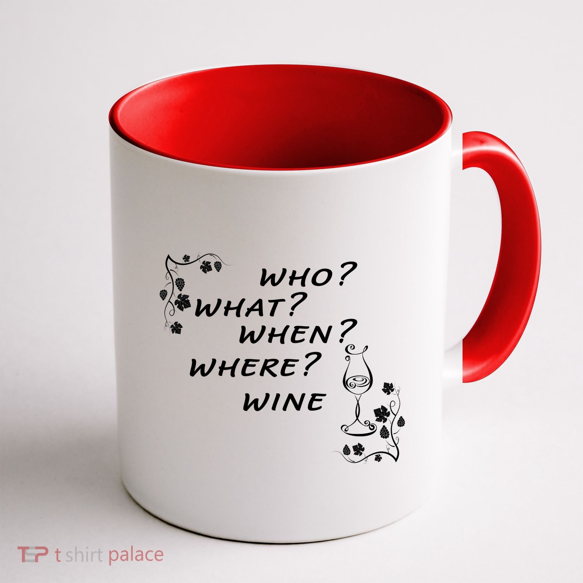 Who What When Where Wine Coffee Mug