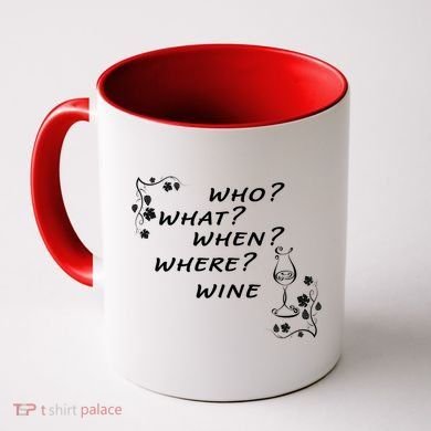 Who What When Where Wine Coffee Mug