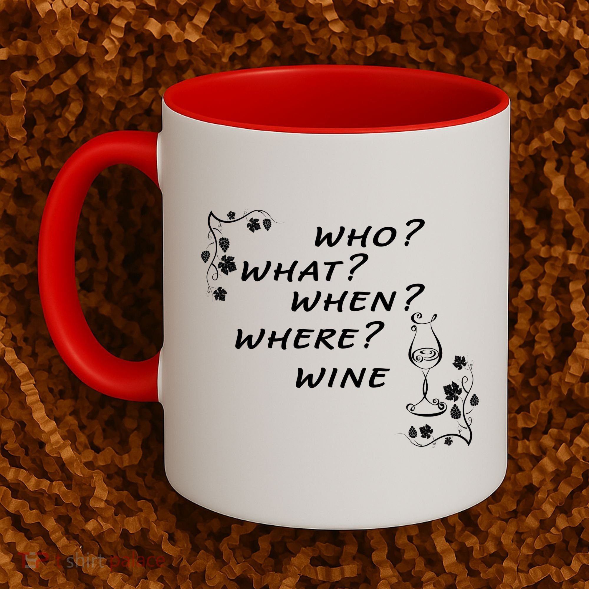 Who What When Where Wine Coffee Mug