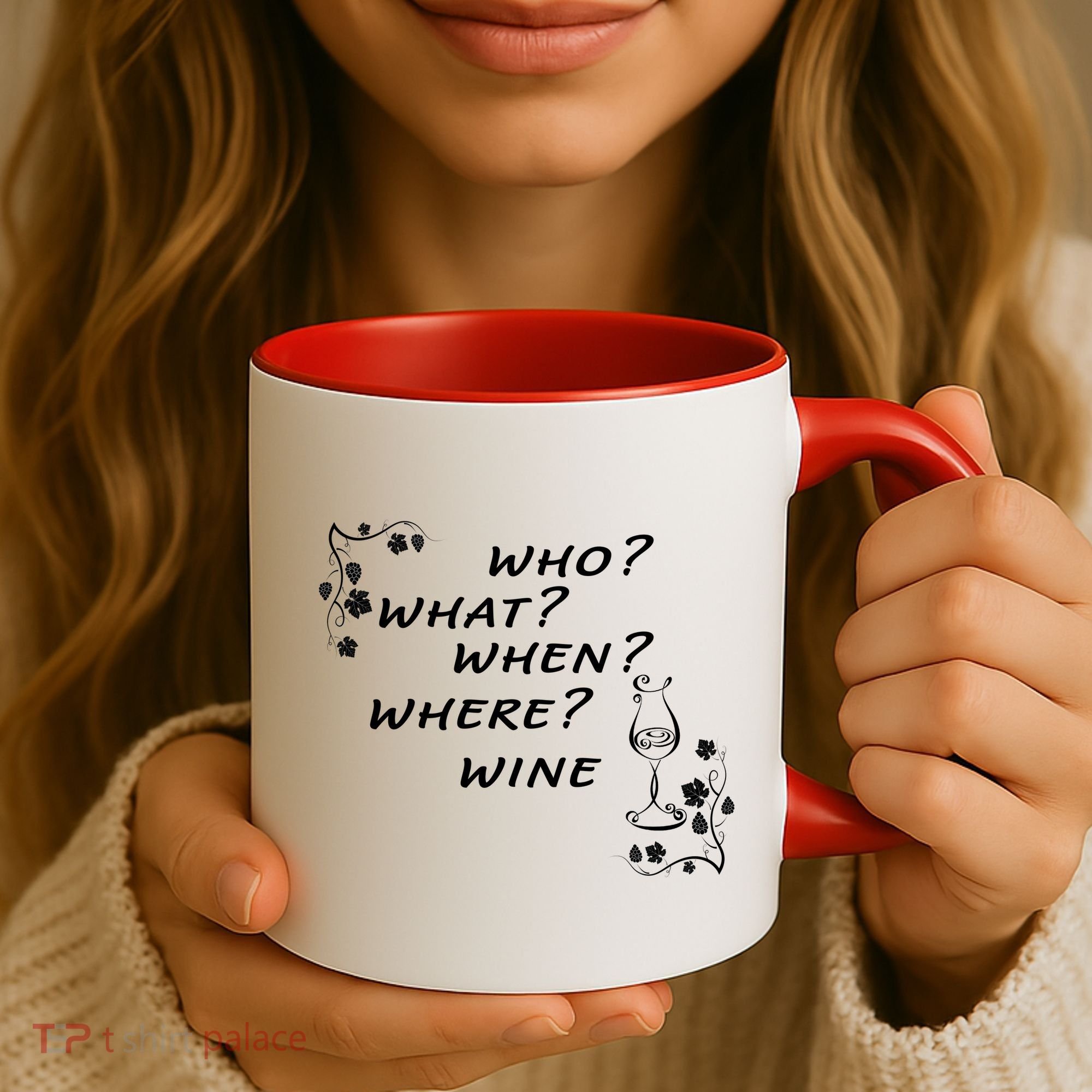 Who What When Where Wine Coffee Mug