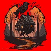 Walking House On Chicken Legs Slavic Folklore Baba Yaga Santa Hat thumb 1