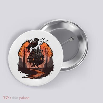 Walking House On Chicken Legs Slavic Folklore Baba Yaga Button