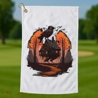 Walking House On Chicken Legs Slavic Folklore Baba Yaga Golf Towel thumb 1