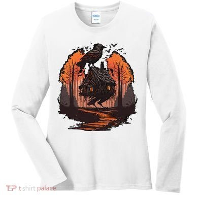 Walking House On Chicken Legs Slavic Folklore Baba Yaga Women's Long Sleeve Shirt