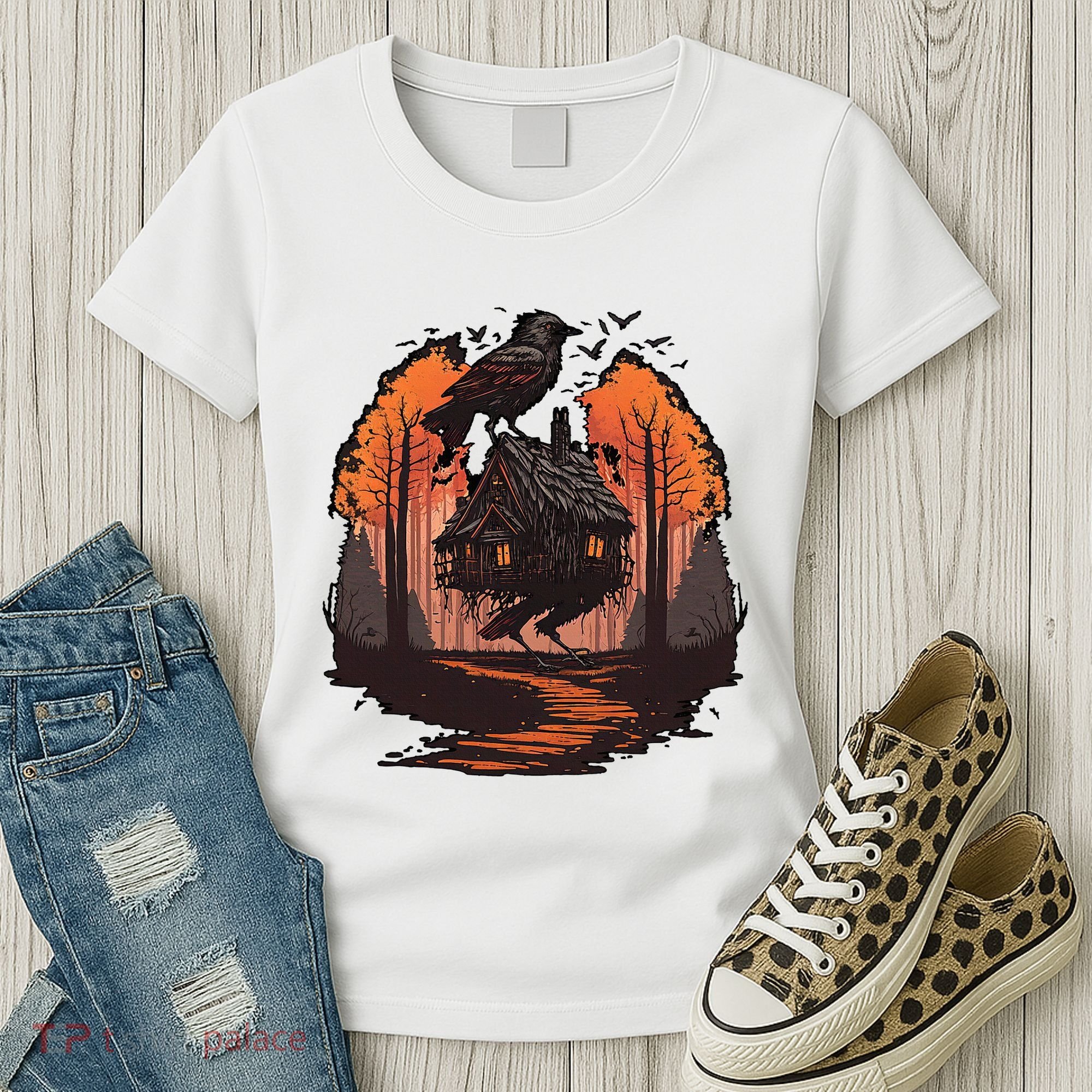 Walking House On Chicken Legs Slavic Folklore Baba Yaga Women's T-Shirt
