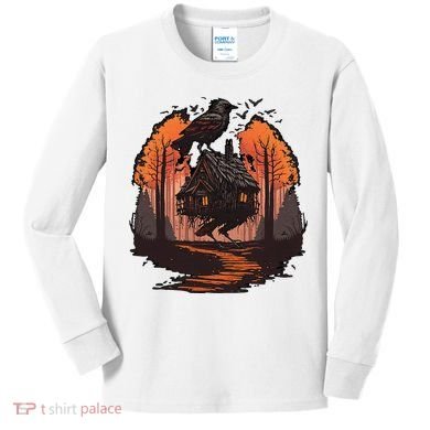 Walking House On Chicken Legs Slavic Folklore Baba Yaga Kids Long Sleeve Shirt