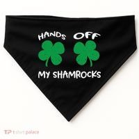 Womens Hands OFF My Shamrocks St. Patrick's Day Celebration USA-Made Doggie Bandana thumb 0