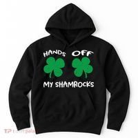 Womens Hands OFF My Shamrocks St. Patrick's Day Celebration Hoodie thumb 0