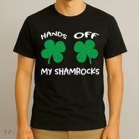 Womens Hands OFF My Shamrocks St. Patrick's Day Celebration T-Shirt thumb 3