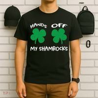 Womens Hands OFF My Shamrocks St. Patrick's Day Celebration T-Shirt thumb 6