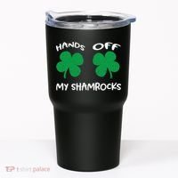 Womens Hands OFF My Shamrocks St. Patrick's Day Celebration Tumbler thumb 0