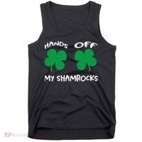 Womens Hands OFF My Shamrocks St. Patrick's Day Celebration Tank Top thumb 0