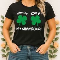 Womens Hands OFF My Shamrocks St. Patrick's Day Celebration Women's T-Shirt thumb 2