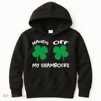 Womens Hands OFF My Shamrocks St. Patrick's Day Celebration Kids Hoodie thumb 0