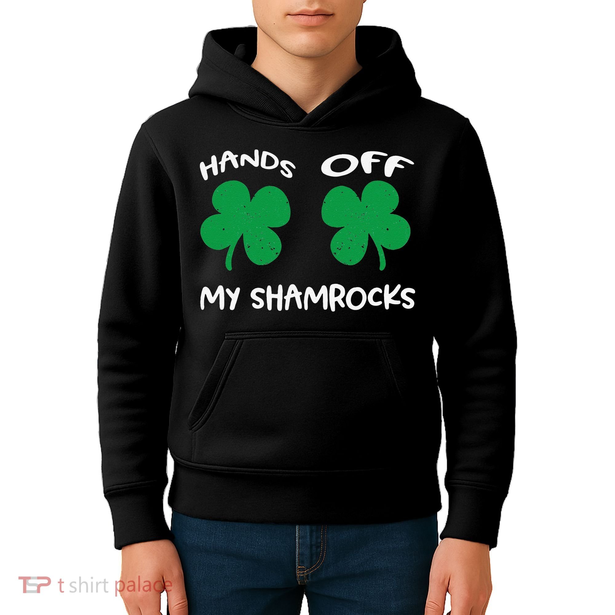 Womens Hands OFF My Shamrocks St. Patrick's Day Celebration Kids Hoodie