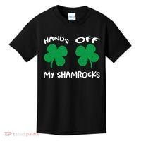 Womens Hands OFF My Shamrocks St. Patrick's Day Celebration Kids T-Shirt thumb 0