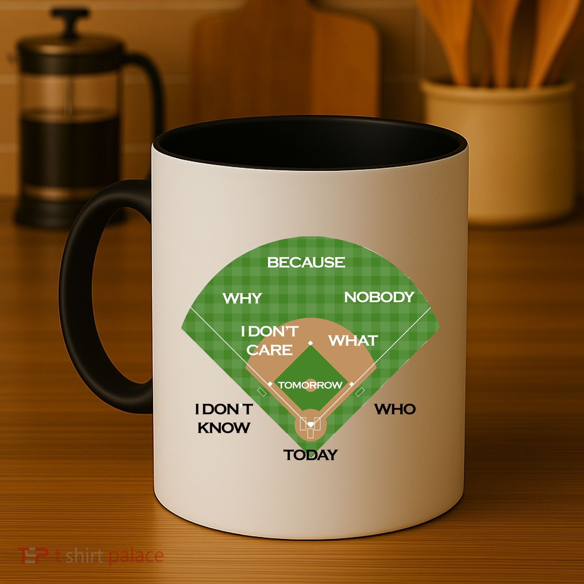 Who's on First Baseball Diamond Fielding Card Coffee Mug