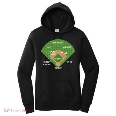 Who's on First Baseball Diamond Fielding Card Women's Hoodie