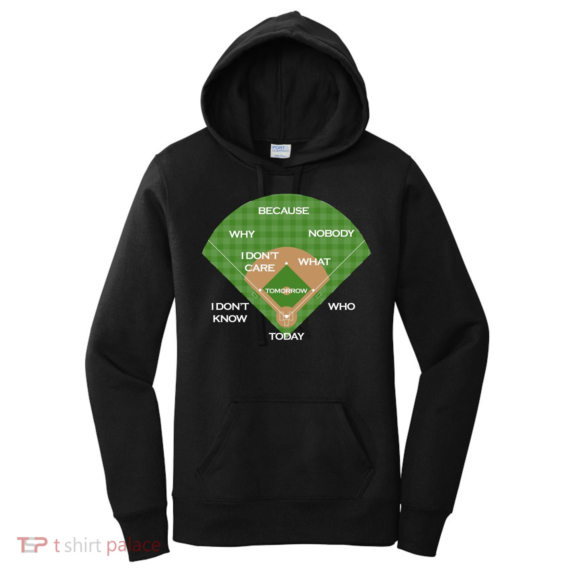 Who's on First Baseball Diamond Fielding Card Women's Hoodie