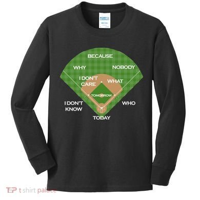 Who's on First Baseball Diamond Fielding Card Kids Long Sleeve Shirt