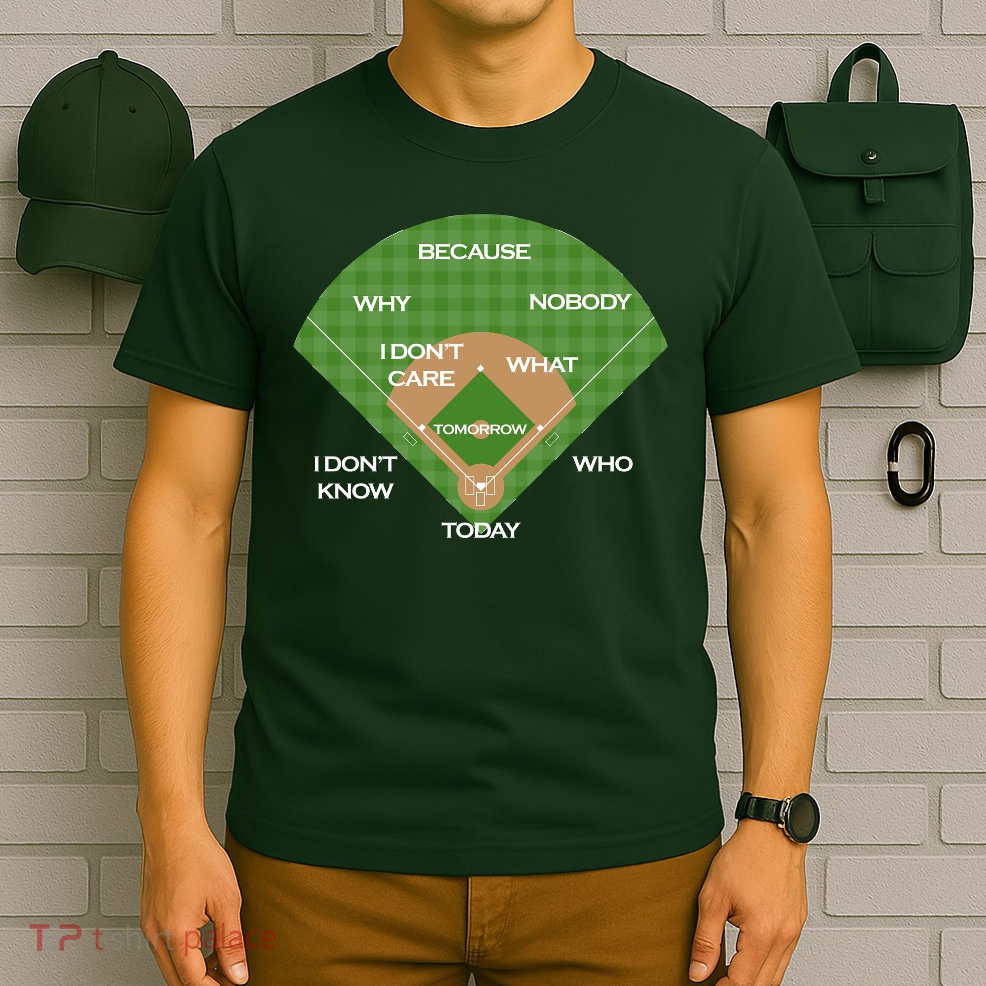 Who's on First Baseball Diamond Fielding Card T-Shirt