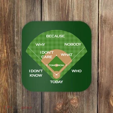 Who's on First Baseball Diamond Fielding Card Coaster