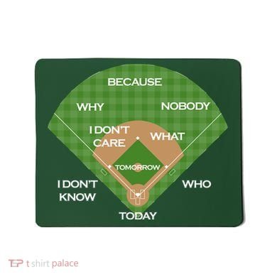 Who's on First Baseball Diamond Fielding Card Mousepad