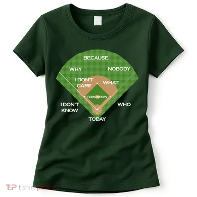 Who's on First Baseball Diamond Fielding Card Women's T-Shirt