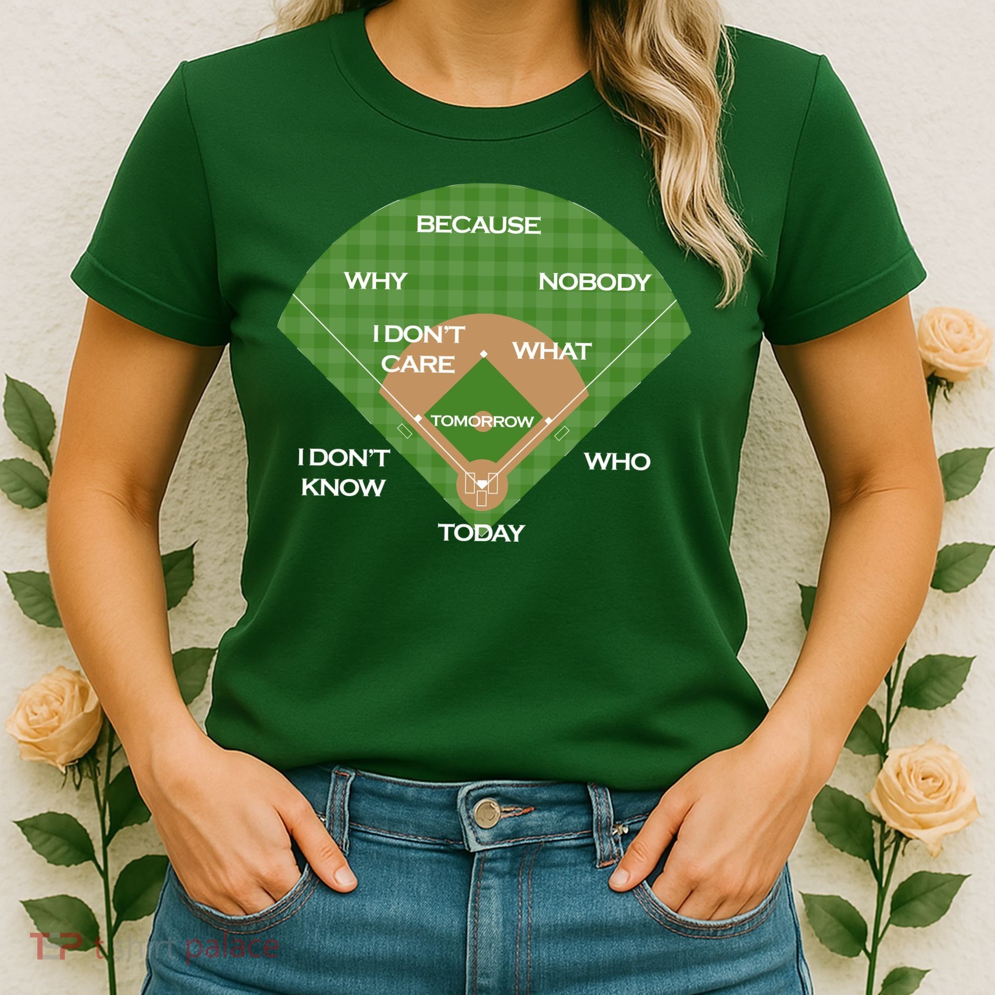 Who's on First Baseball Diamond Fielding Card Women's T-Shirt