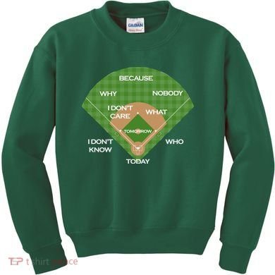 Who's on First Baseball Diamond Fielding Card Kids Sweatshirt