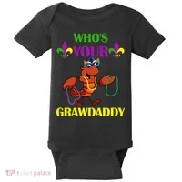 Who's Your Grawdaddy Funny Mardi Gras Baby Bodysuit thumb 0
