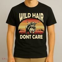 Wild Hair Retro Sunset Scottish Highland Cows T-Shirt thumb 3