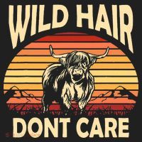 Wild Hair Retro Sunset Scottish Highland Cows Beanie thumb 2